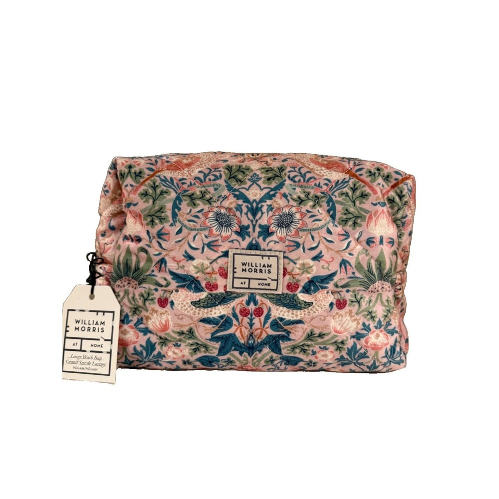 BRAND NEW! Morris & Co William Morris STRAWBERRY THIEF Quilted Toiletry Bag 9x6"
